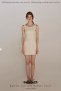 O2O Series Office to Off-duty Acetate off-shoulder sleeveless dress
