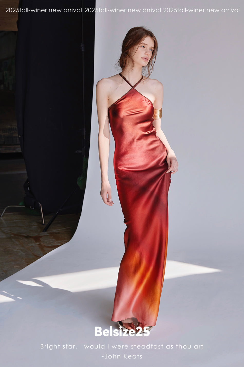 Flash Dress Exclusive gradient print halter neck gown made of heavyweight silk