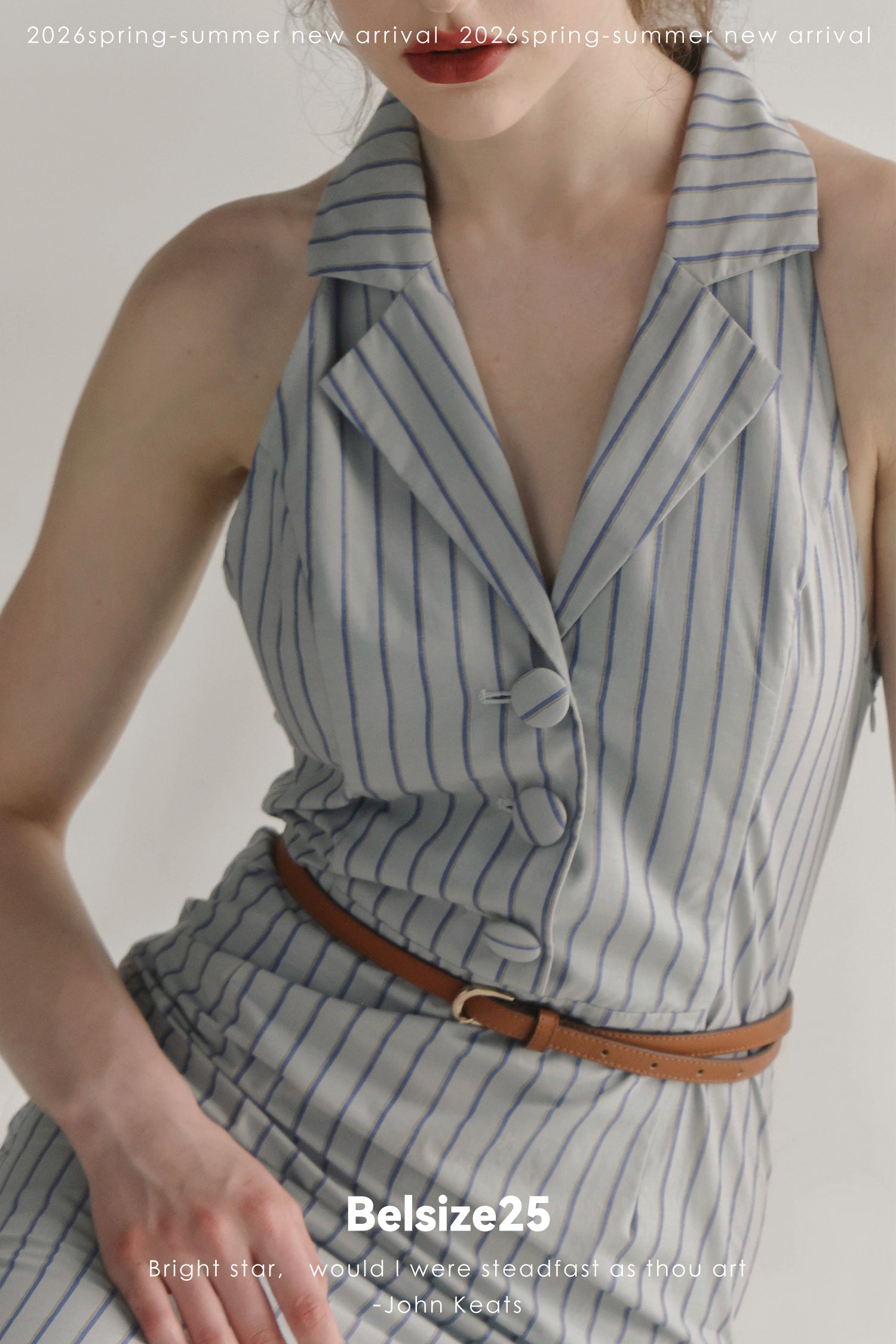 Blue Horizon Striped Tailored Midi Dress