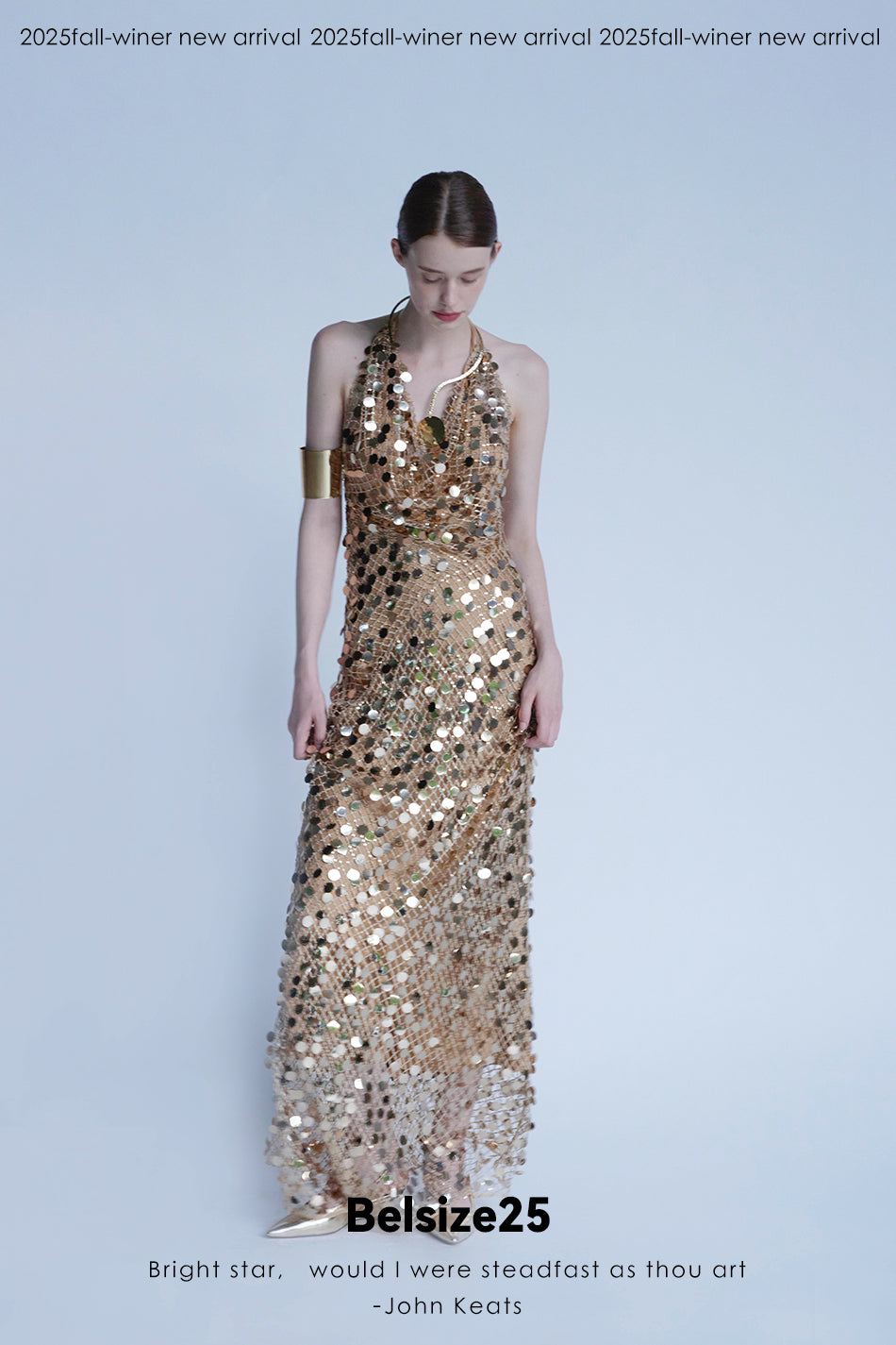 Mayfair Series 2 Heavy-duty mesh sequin halter neck evening gown