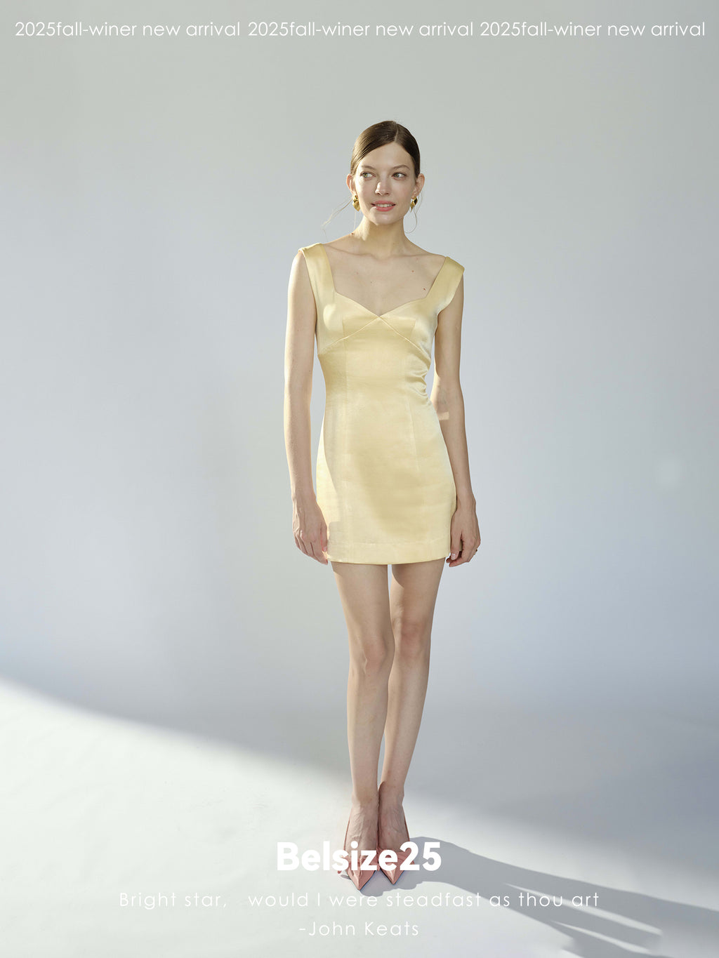 Golden Time Heavyweight satin super slim-fit three-dimensional segmented square neck mini skirt