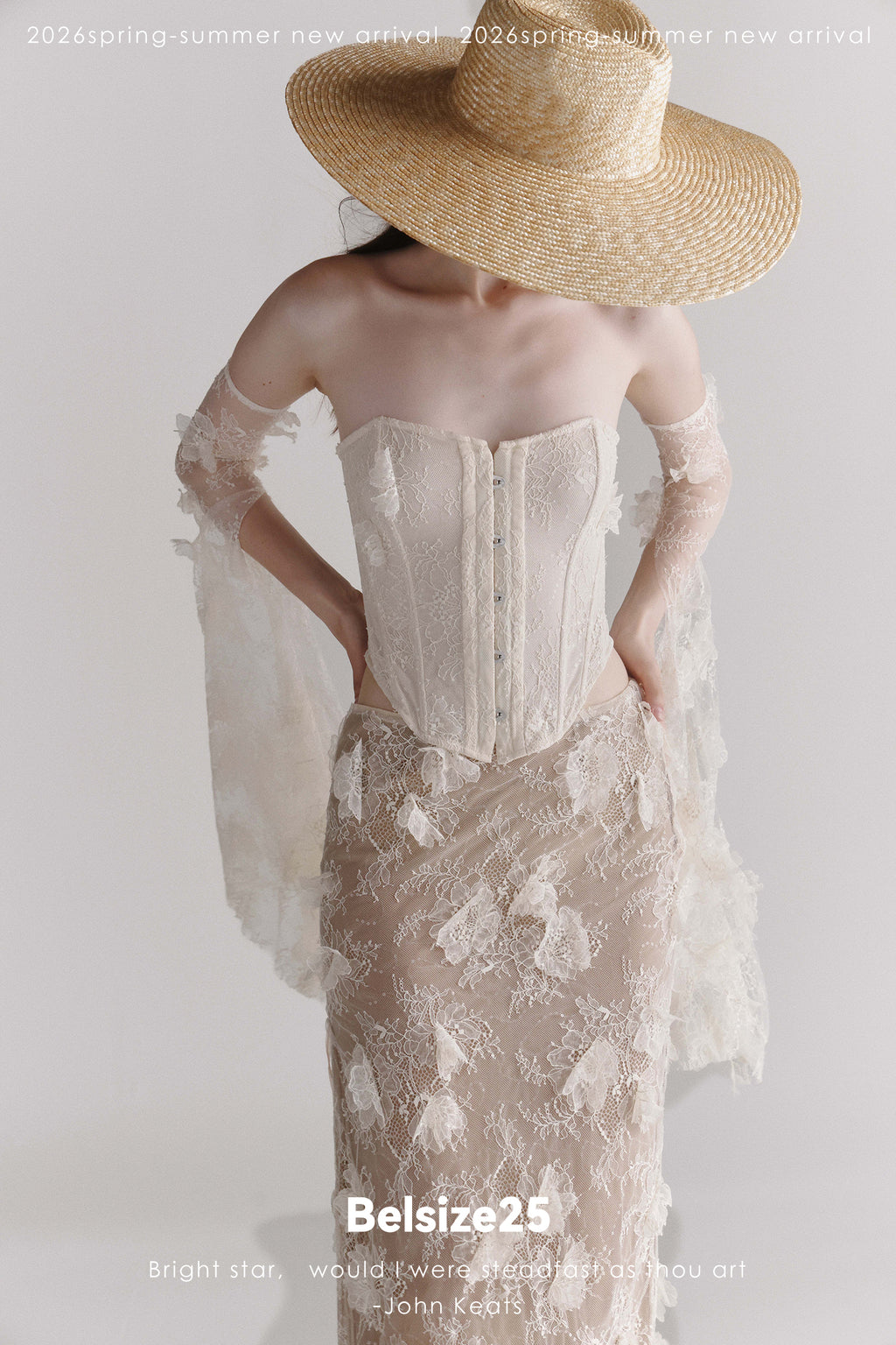 Floral Lace Corset & Sheer Midi Skirt Set with Detachable Sleeves