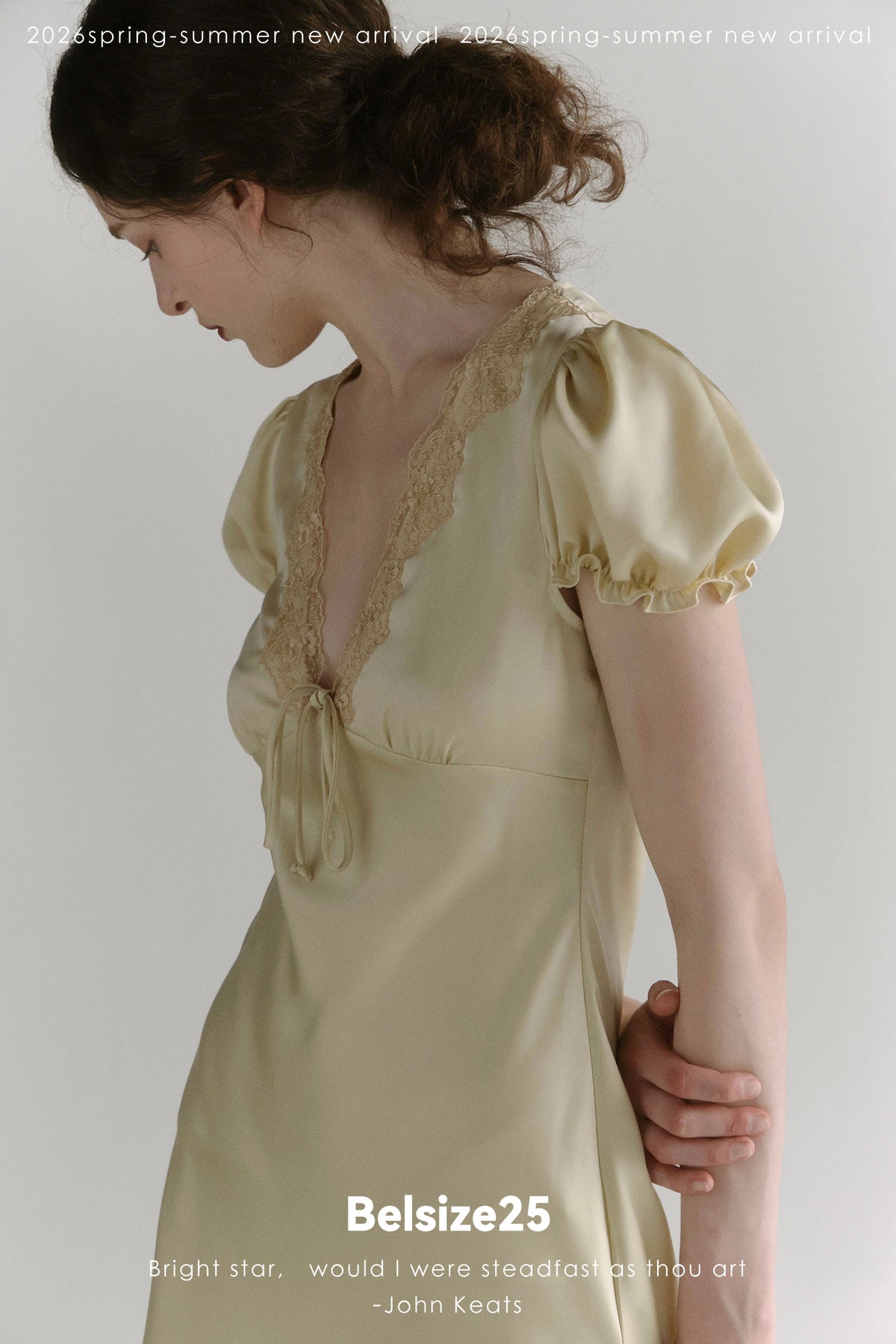 Buttercream Lace Trim Puff Sleeve Midi Dress