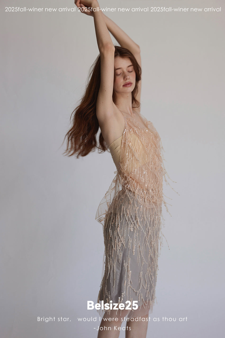 Mayfair Series 2 Sequined beaded tassel mesh cover-up double-layer deconstructed skirt