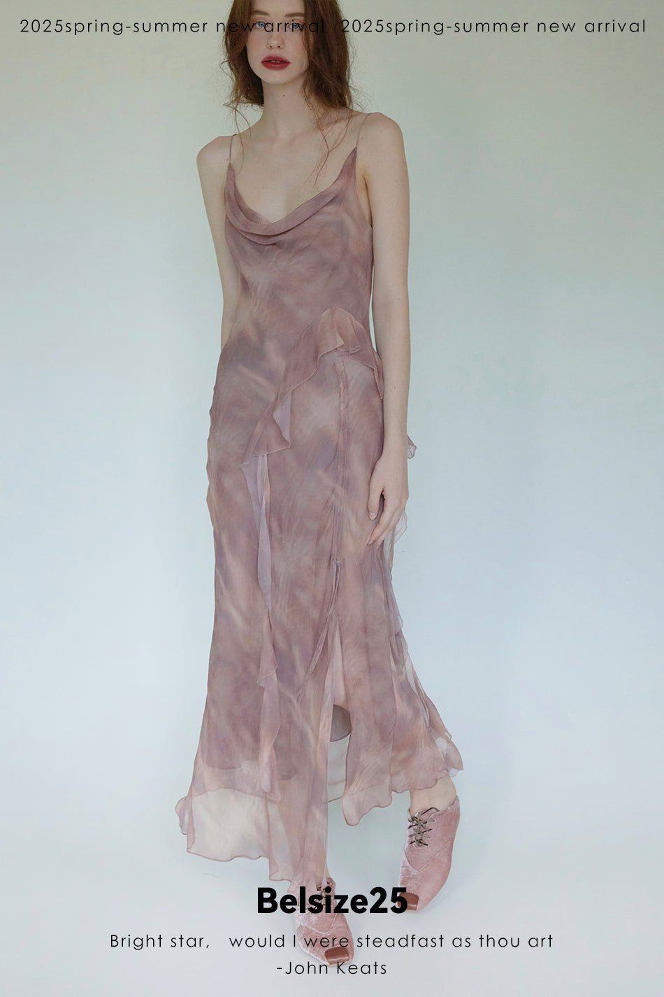 Lumen Printing—Nude Pink Long and short deconstructed slip dress