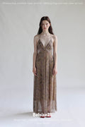 Print Adjustable-Strap Backless Maxi Holiday Dress in Viscose