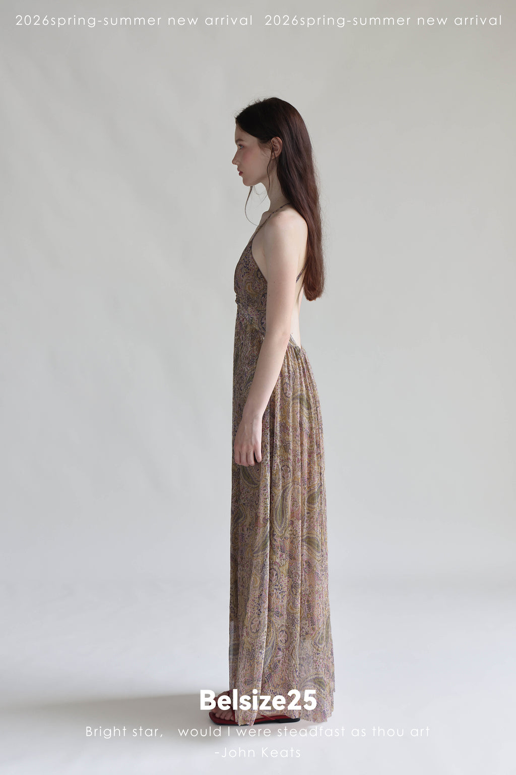 Print Adjustable-Strap Backless Maxi Holiday Dress in Viscose