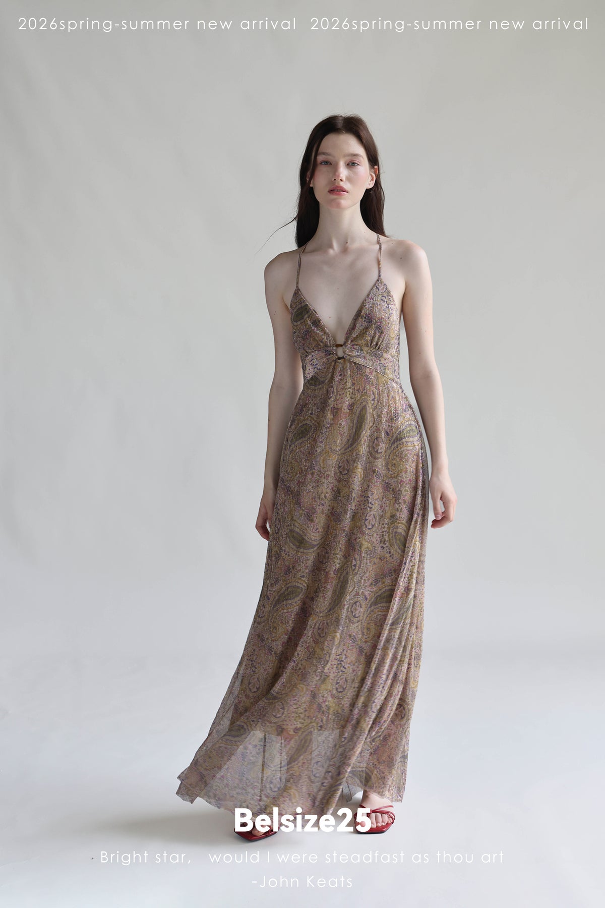 Print Adjustable-Strap Backless Maxi Holiday Dress in Viscose