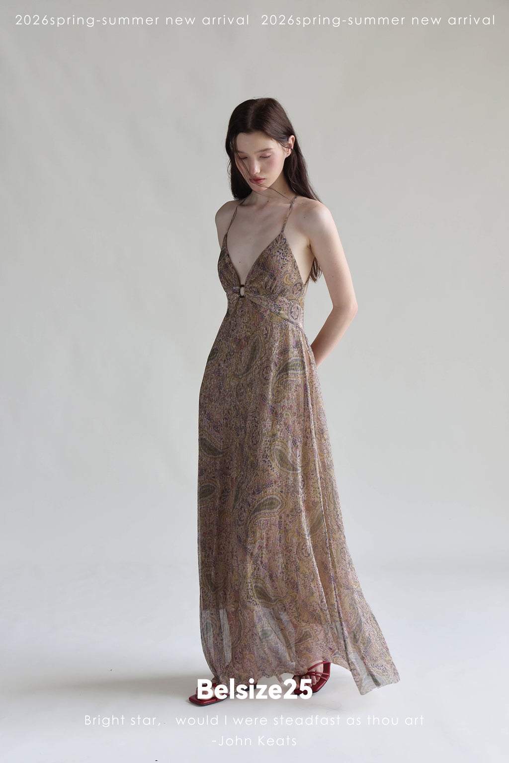 Print Adjustable-Strap Backless Maxi Holiday Dress in Viscose