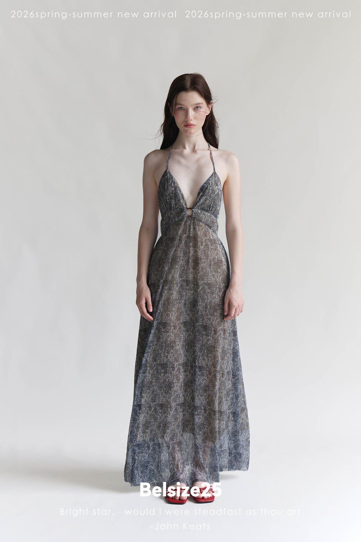 Print Adjustable-Strap Backless Maxi Holiday Dress in Viscose