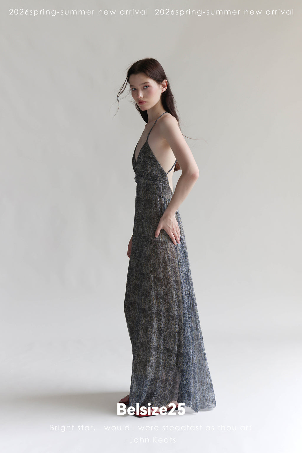 Print Adjustable-Strap Backless Maxi Holiday Dress in Viscose