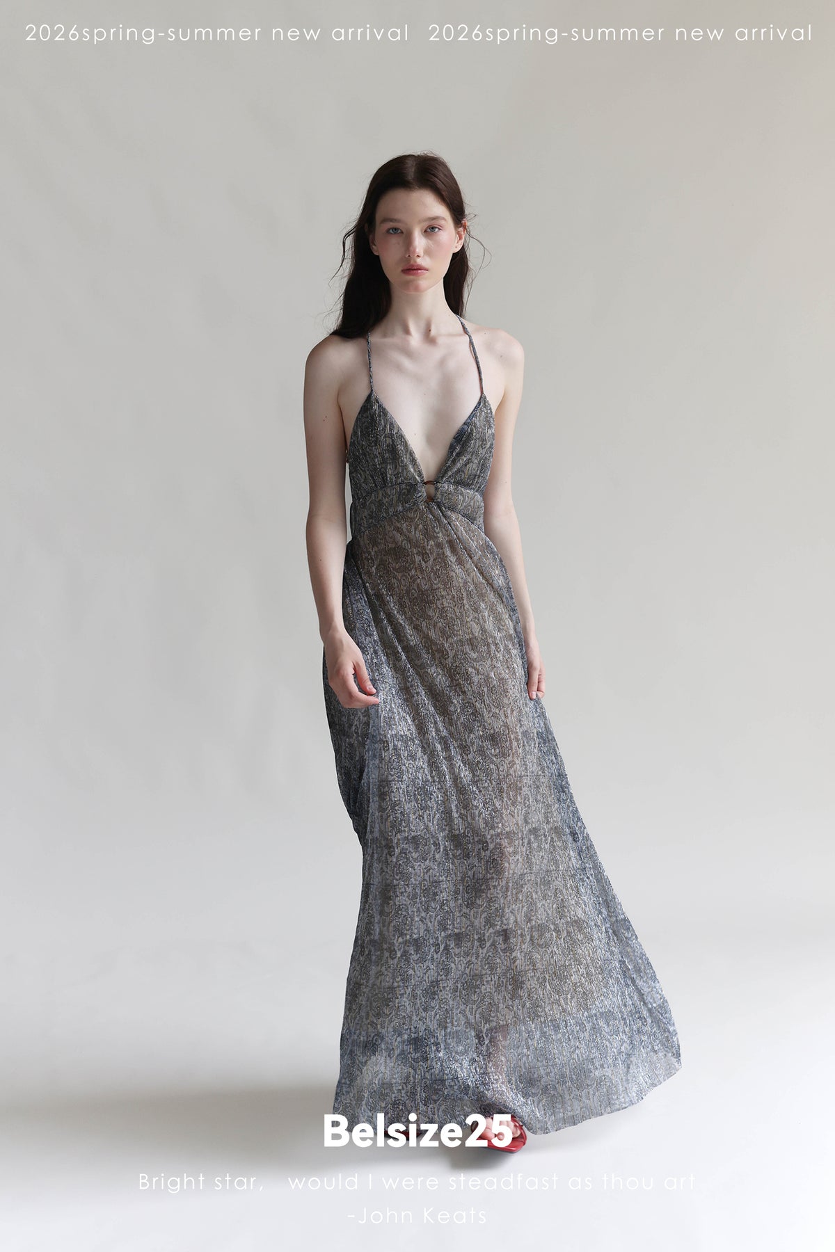Print Adjustable-Strap Backless Maxi Holiday Dress in Viscose