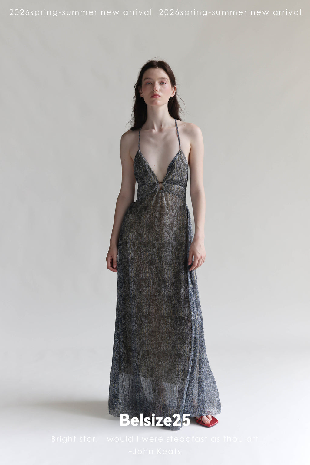 Print Adjustable-Strap Backless Maxi Holiday Dress in Viscose