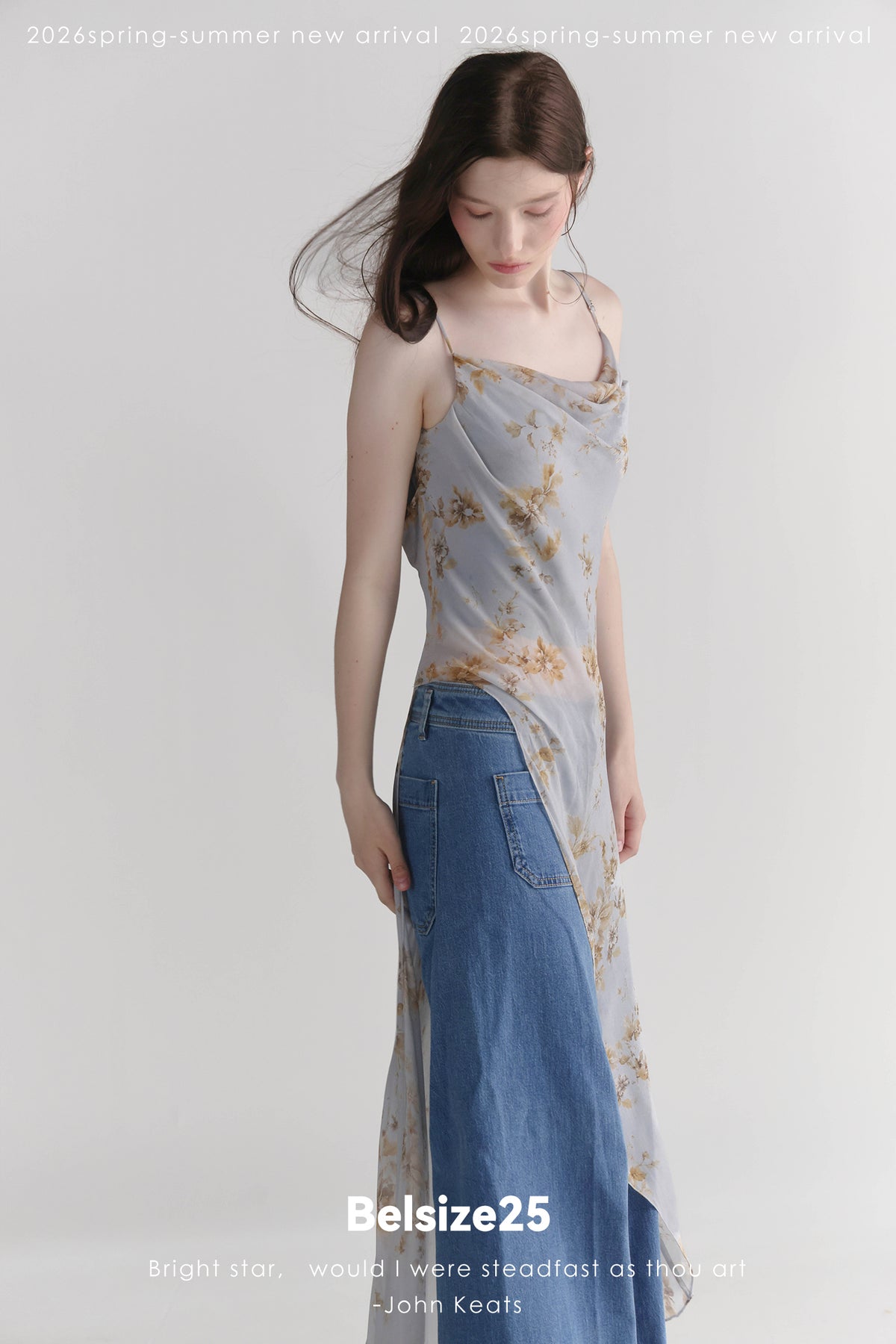 Celeste Floral Cowl Neck Draped Camisole Top