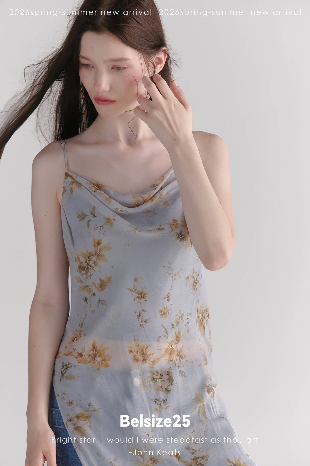 Celeste Floral Cowl Neck Draped Camisole Top