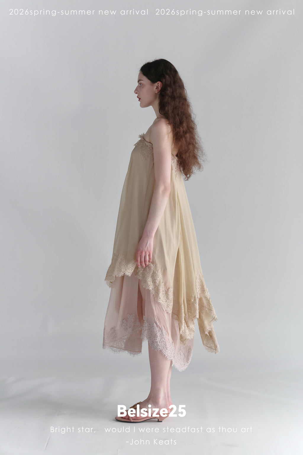Moonlight Dress – Two-Tone Layered Lace Slip Dress with Asymmetric Lace Trim