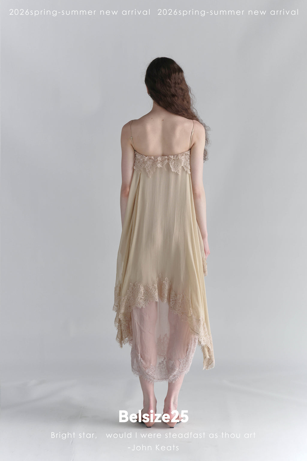 Moonlight Dress – Two-Tone Layered Lace Slip Dress with Asymmetric Lace Trim