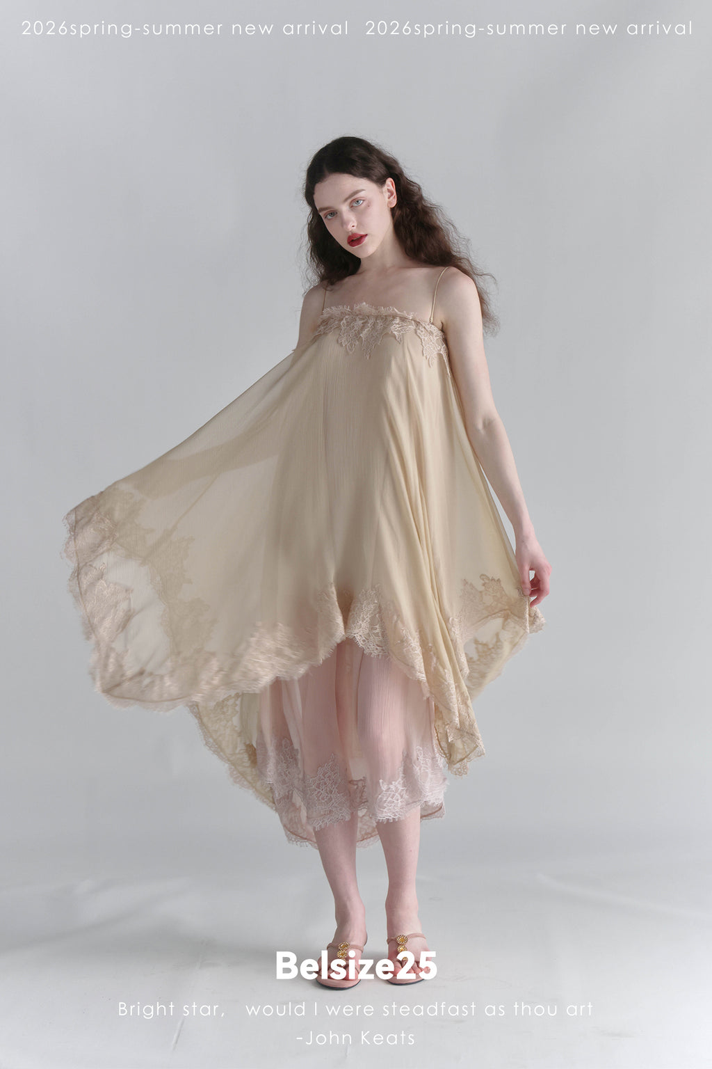 Moonlight Dress – Two-Tone Layered Lace Slip Dress with Asymmetric Lace Trim