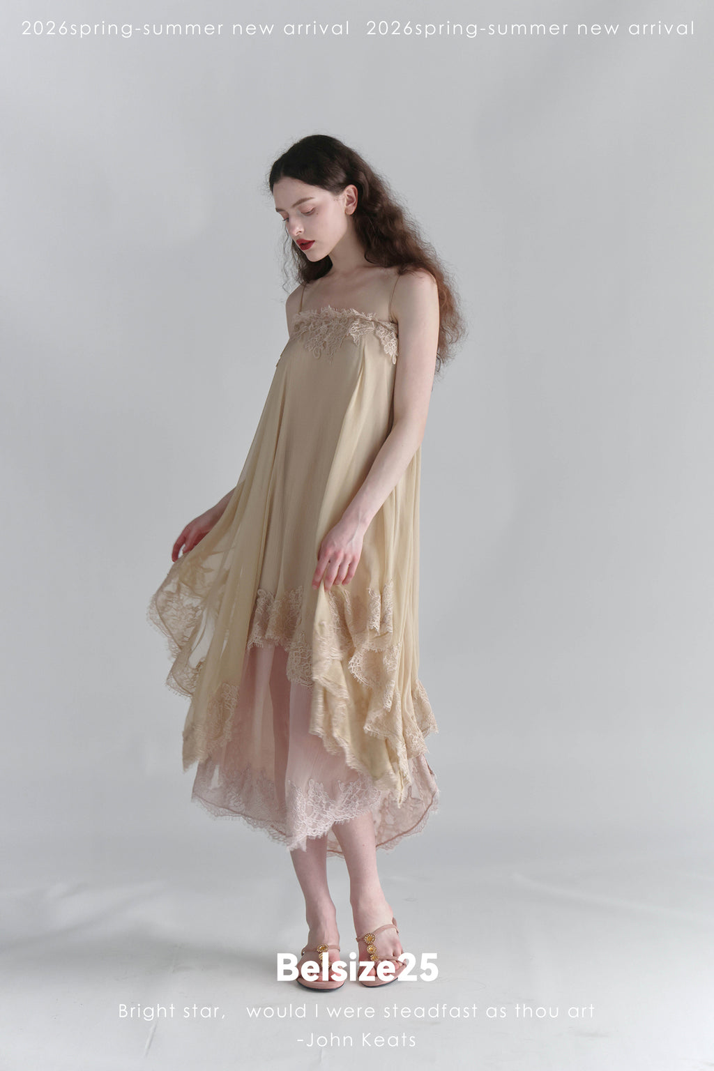 Moonlight Dress – Two-Tone Layered Lace Slip Dress with Asymmetric Lace Trim