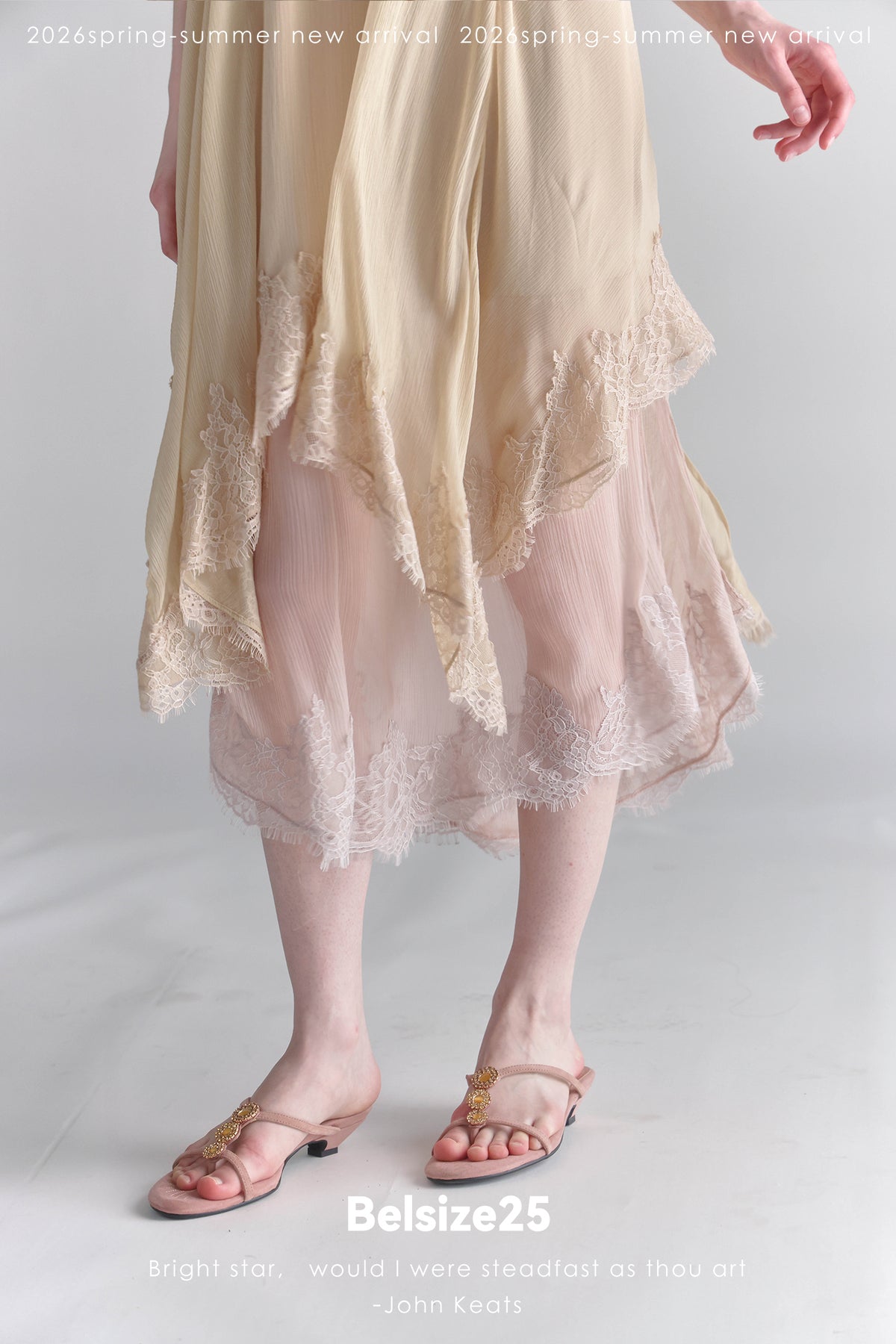 Moonlight Dress – Two-Tone Layered Lace Slip Dress with Asymmetric Lace Trim