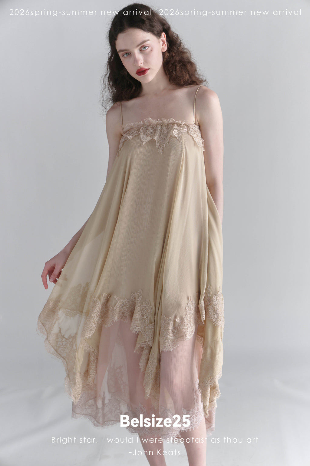 Moonlight Dress – Two-Tone Layered Lace Slip Dress with Asymmetric Lace Trim