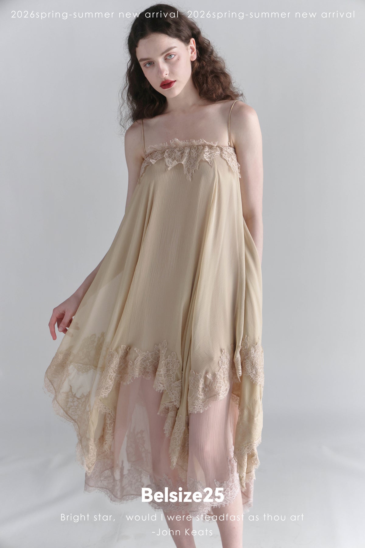 Moonlight Dress – Two-Tone Layered Lace Slip Dress with Asymmetric Lace Trim
