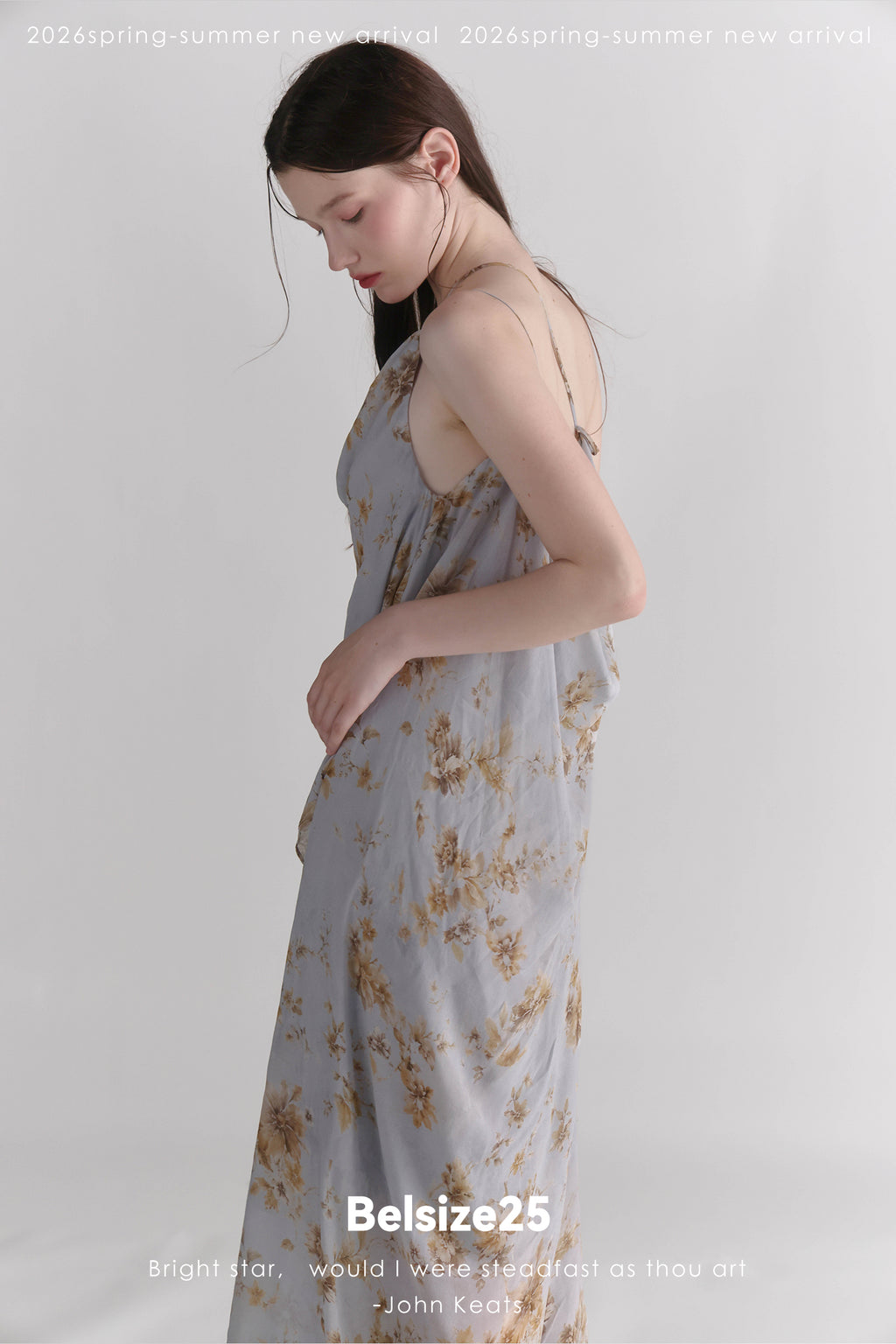 Exclusive Botanical Print Draped Cowl-Neck Halterneck Viscose Maxi Dress
