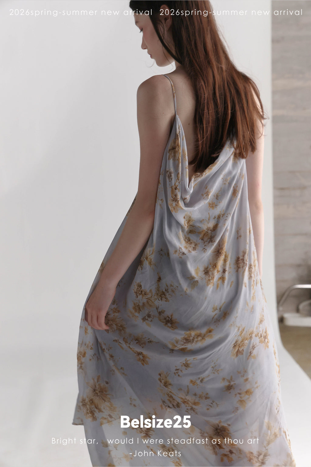 Exclusive Botanical Print Draped Cowl-Neck Halterneck Viscose Maxi Dress