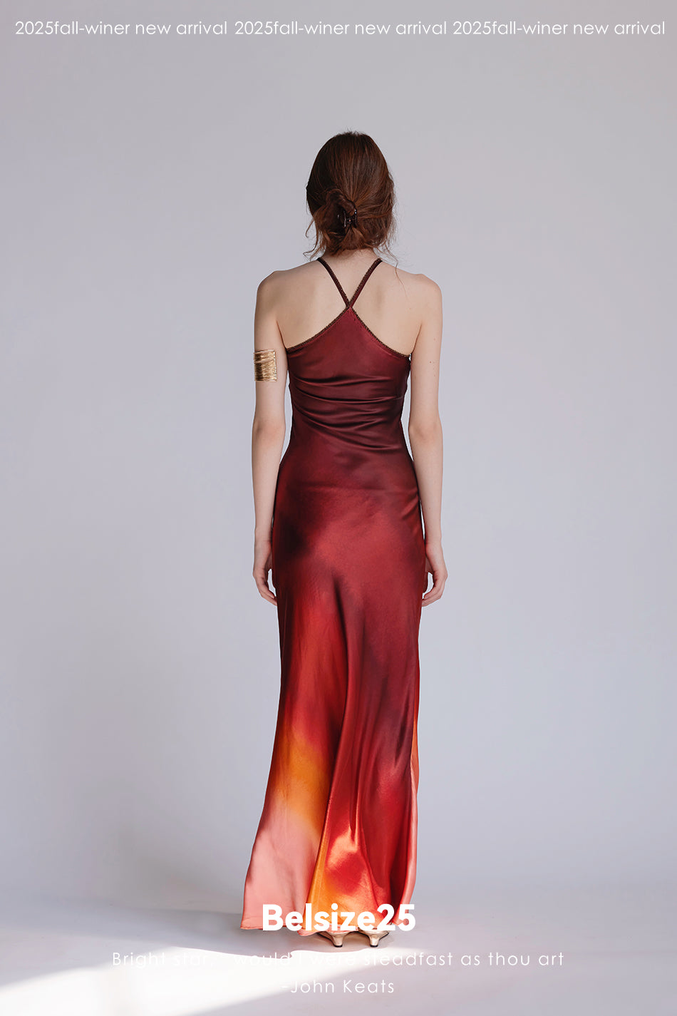 Flash Dress Exclusive gradient print halter neck gown made of heavyweight silk