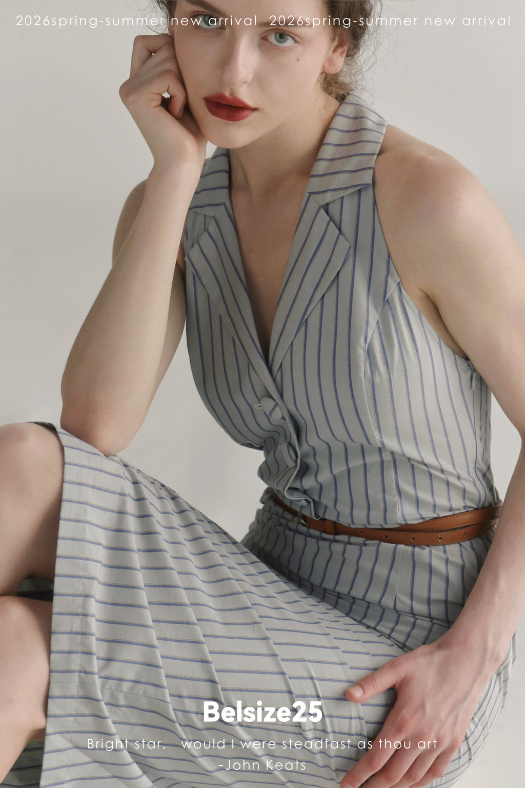 Blue Horizon Striped Tailored Midi Dress
