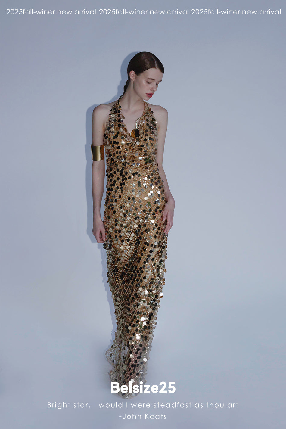 Mayfair Series 2 Heavy-duty mesh sequin halter neck evening gown