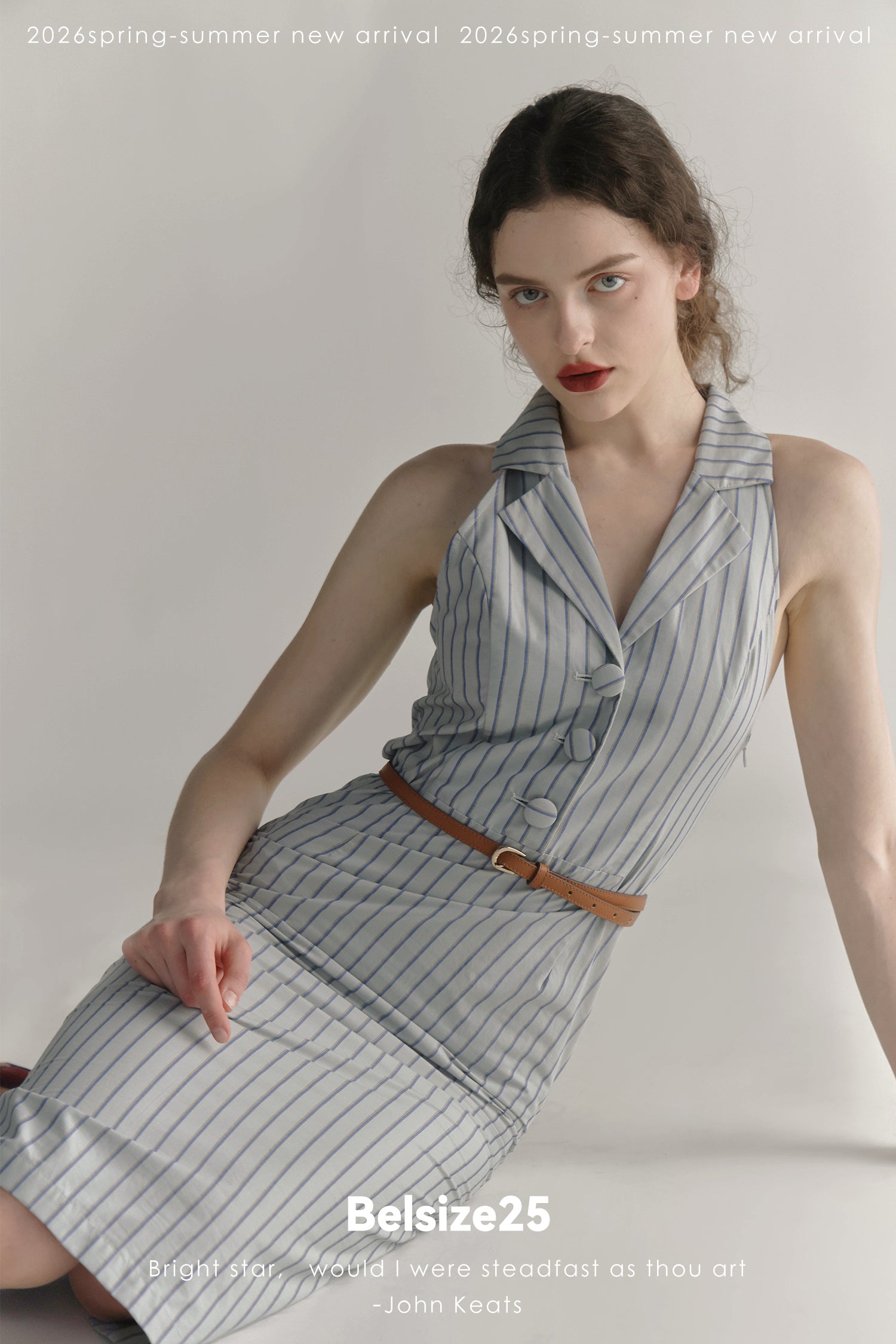Blue Horizon Striped Tailored Midi Dress