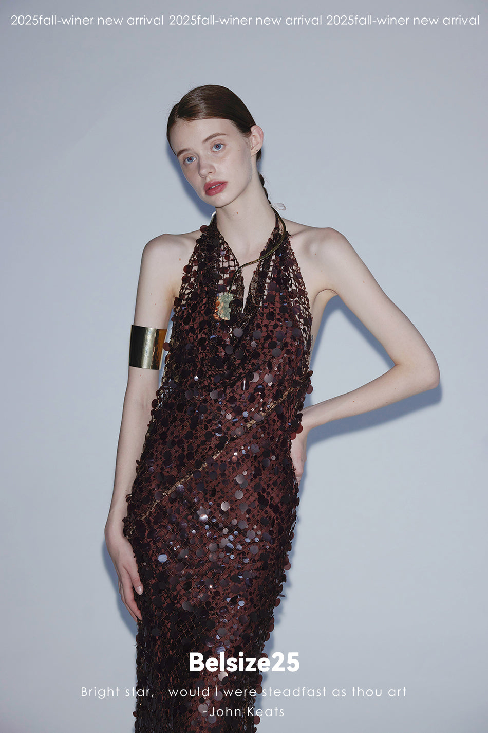 Mayfair Series 2 Heavy-duty mesh sequin halter neck evening gown