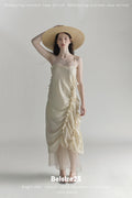 Sea Foam Ruffle Silk Dress