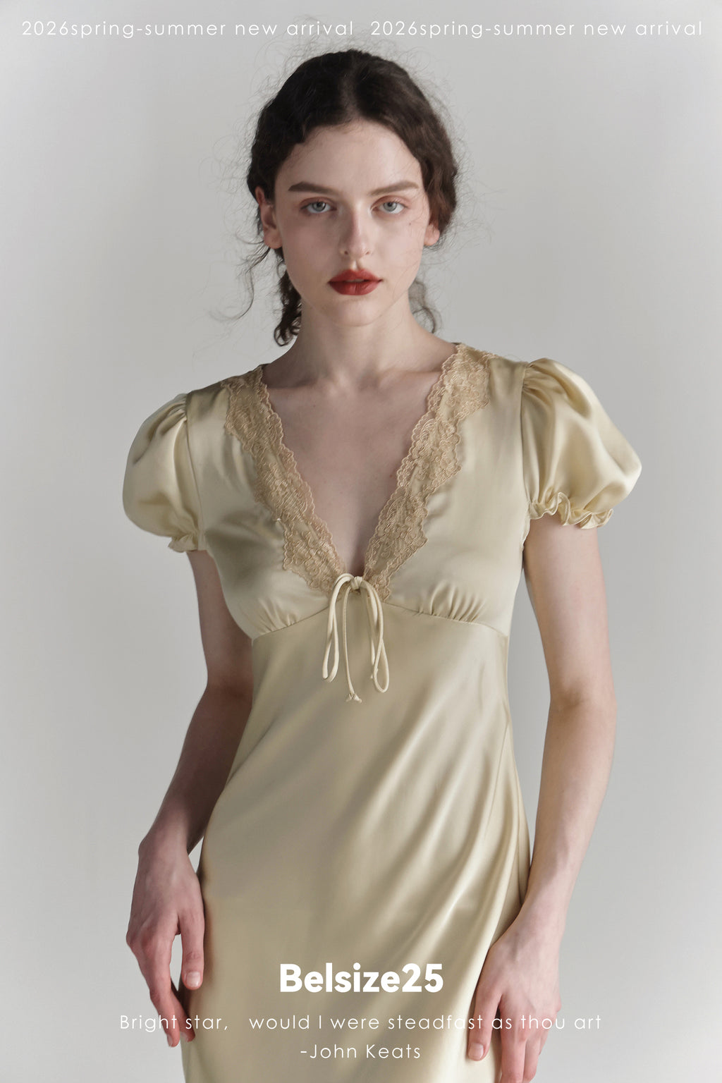 Buttercream Lace Trim Puff Sleeve Midi Dress