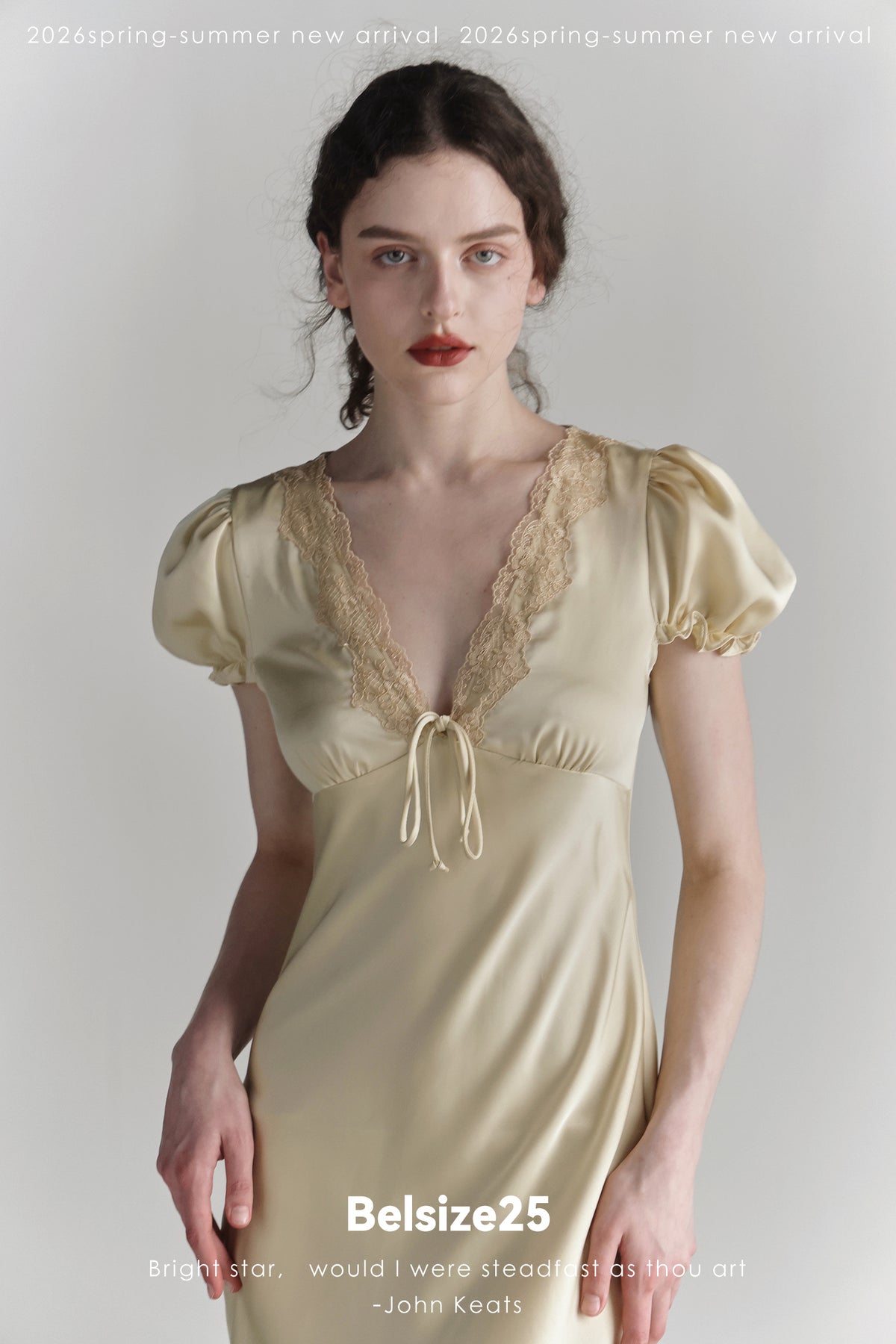 Buttercream Lace Trim Puff Sleeve Midi Dress