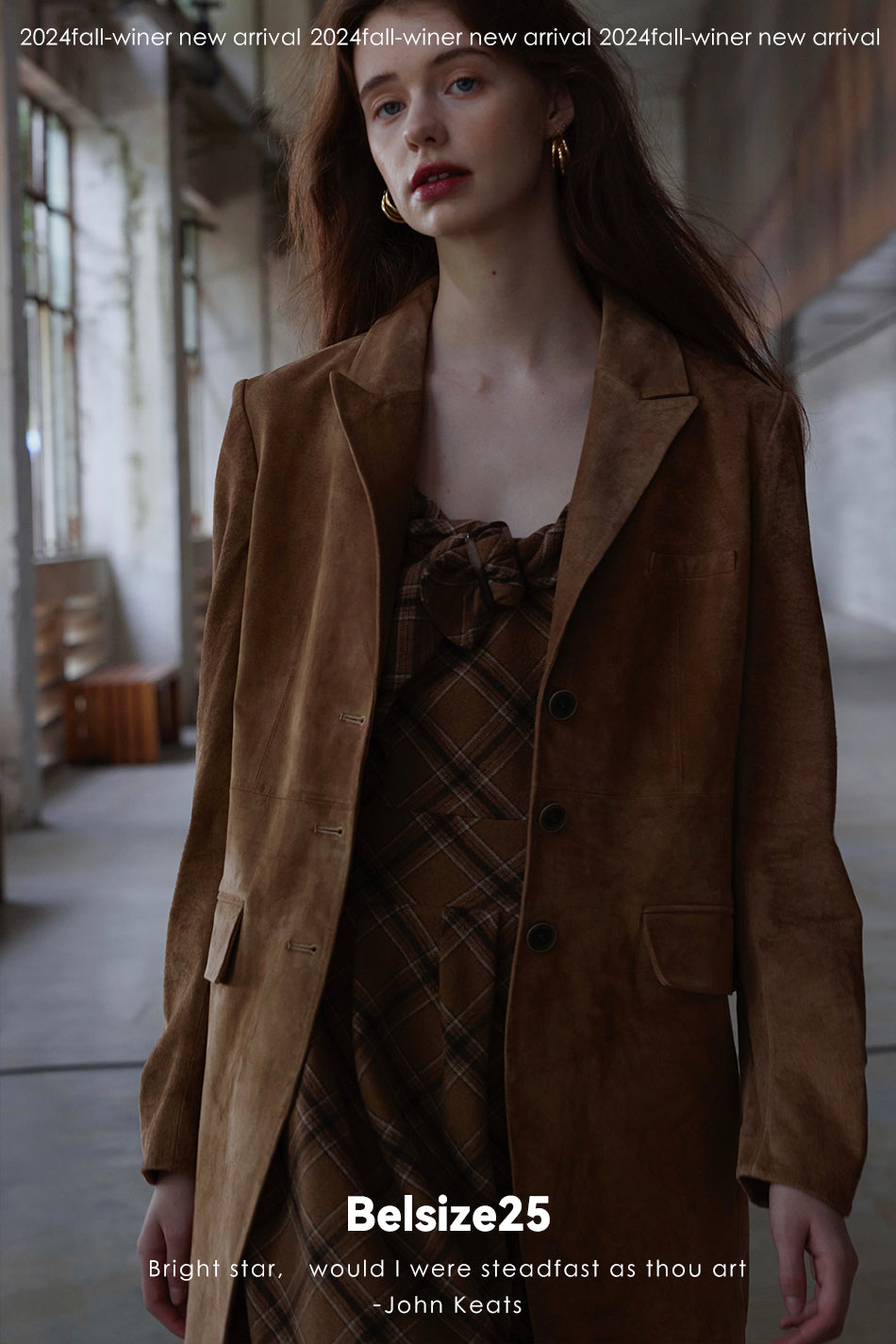 Nuback suit Pigskin suede Maillard lapel H-line mid-length suit jacket