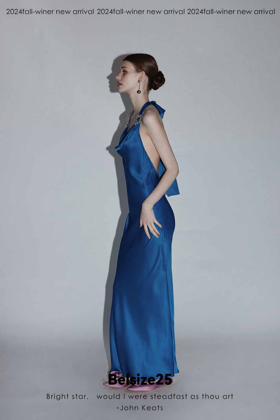 Mayfair series—crystal square Crystal square buckle halter neck dress
