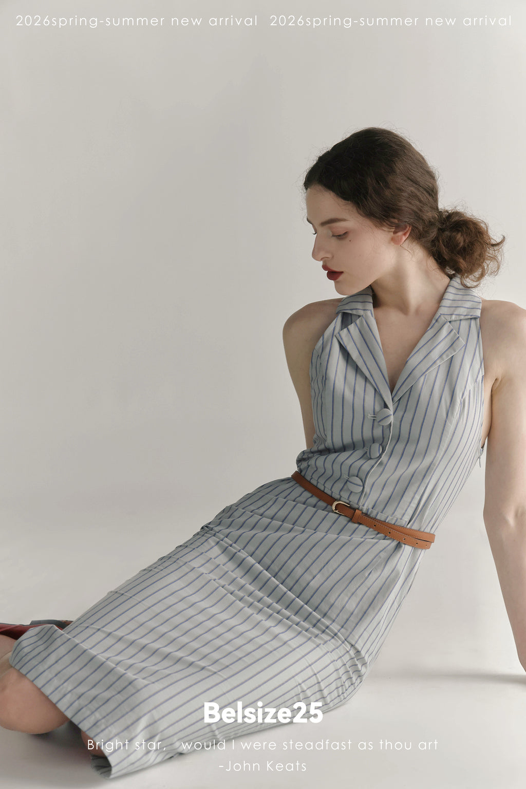 Blue Horizon Striped Tailored Midi Dress