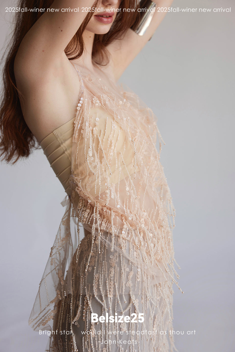 Mayfair Series 2 Sequined beaded tassel mesh cover-up double-layer deconstructed skirt