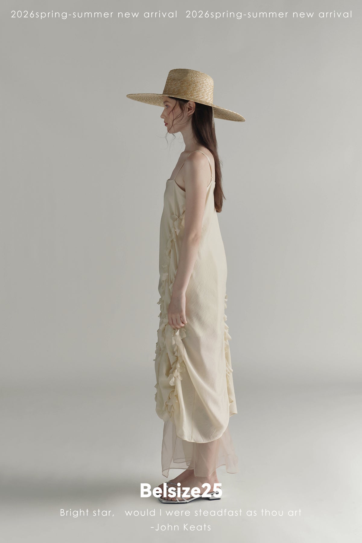 Sea Foam Ruffle Silk Dress