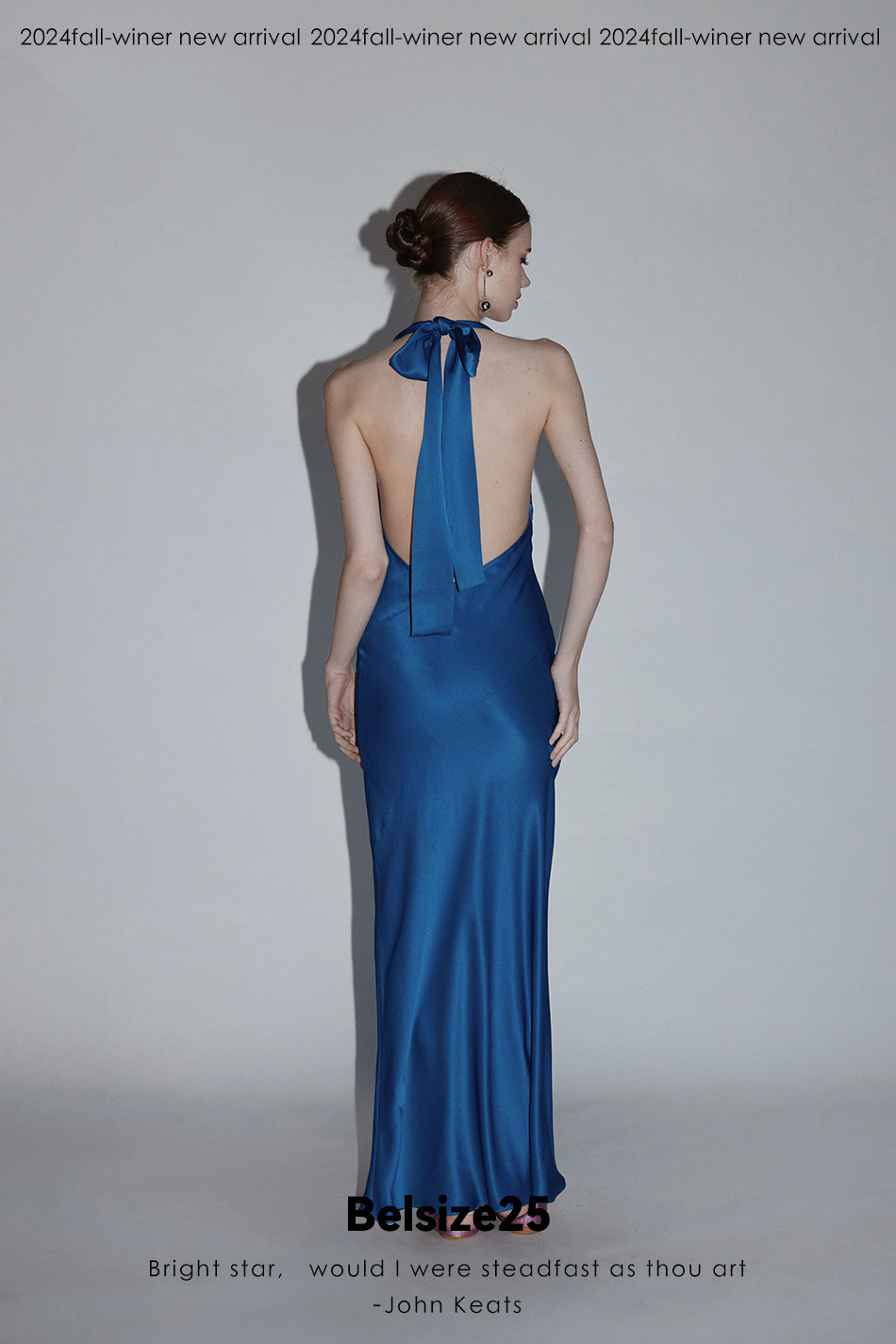 Mayfair series—crystal square Crystal square buckle halter neck dress