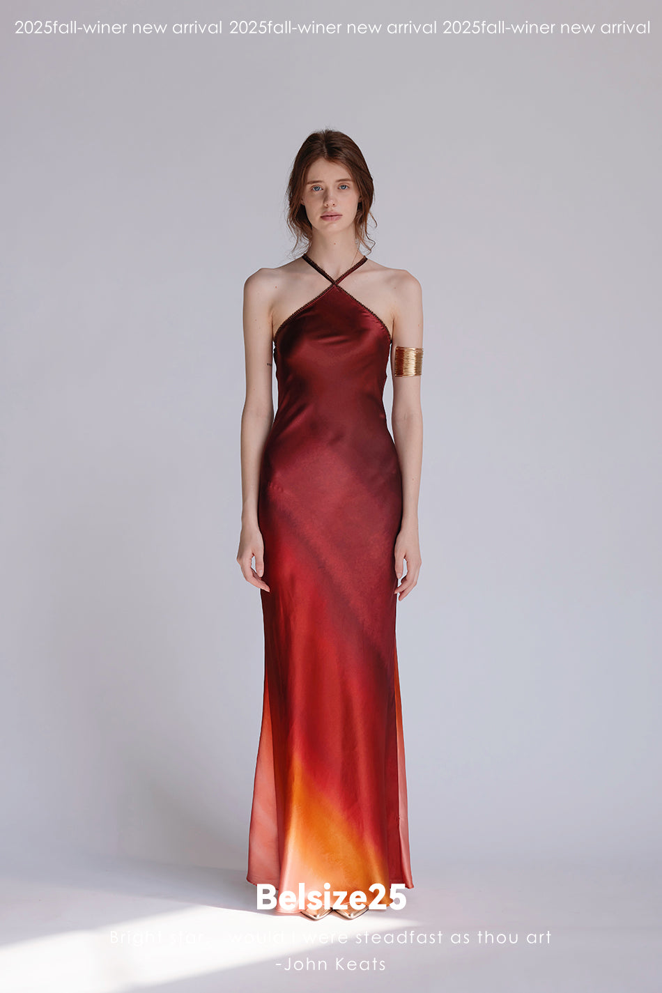 Flash Dress Exclusive gradient print halter neck gown made of heavyweight silk