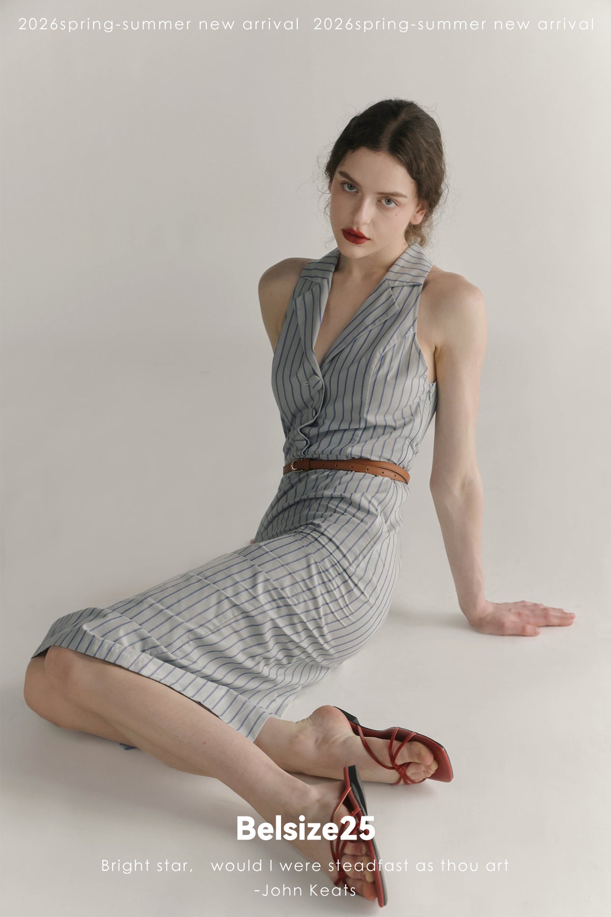 Blue Horizon Striped Tailored Midi Dress