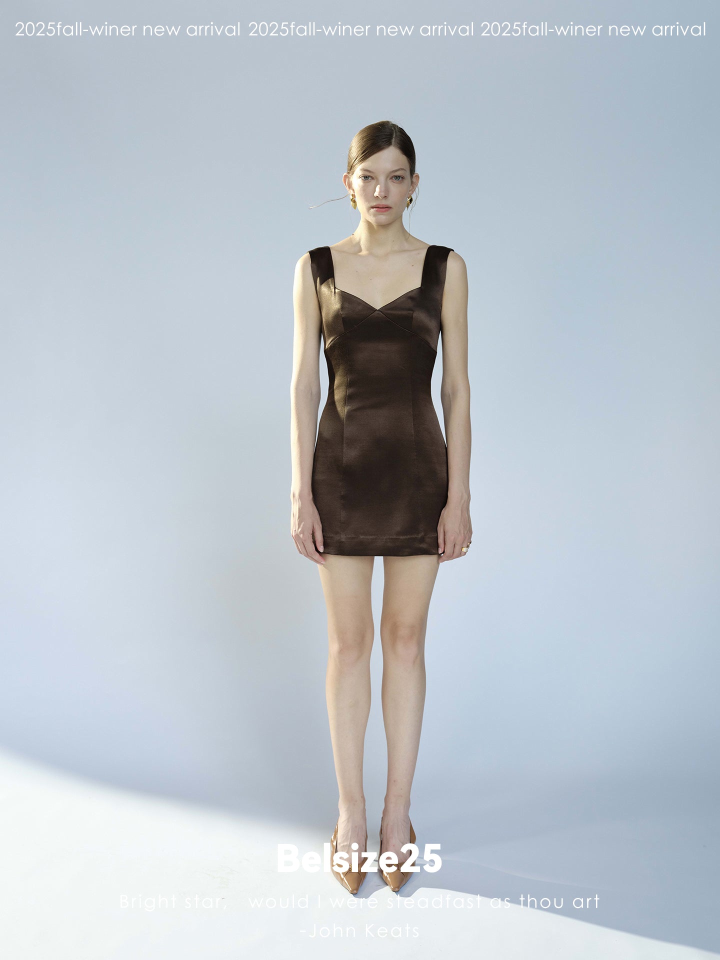 Golden Time Heavyweight satin super slim-fit three-dimensional segmented square neck mini skirt