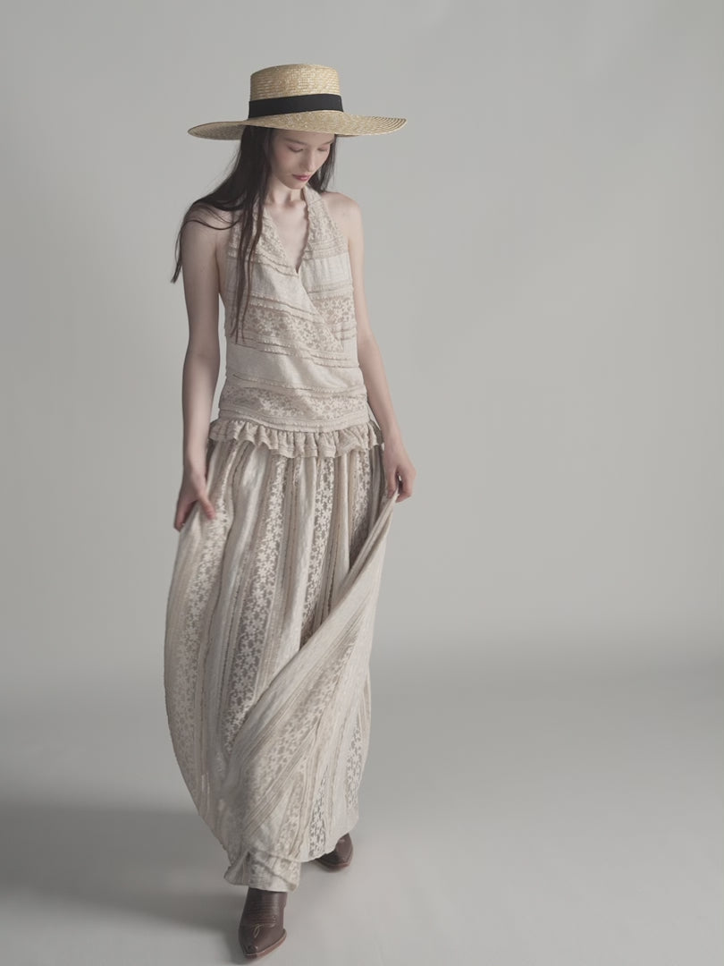 White Sails Lace Halter Maxi Dress