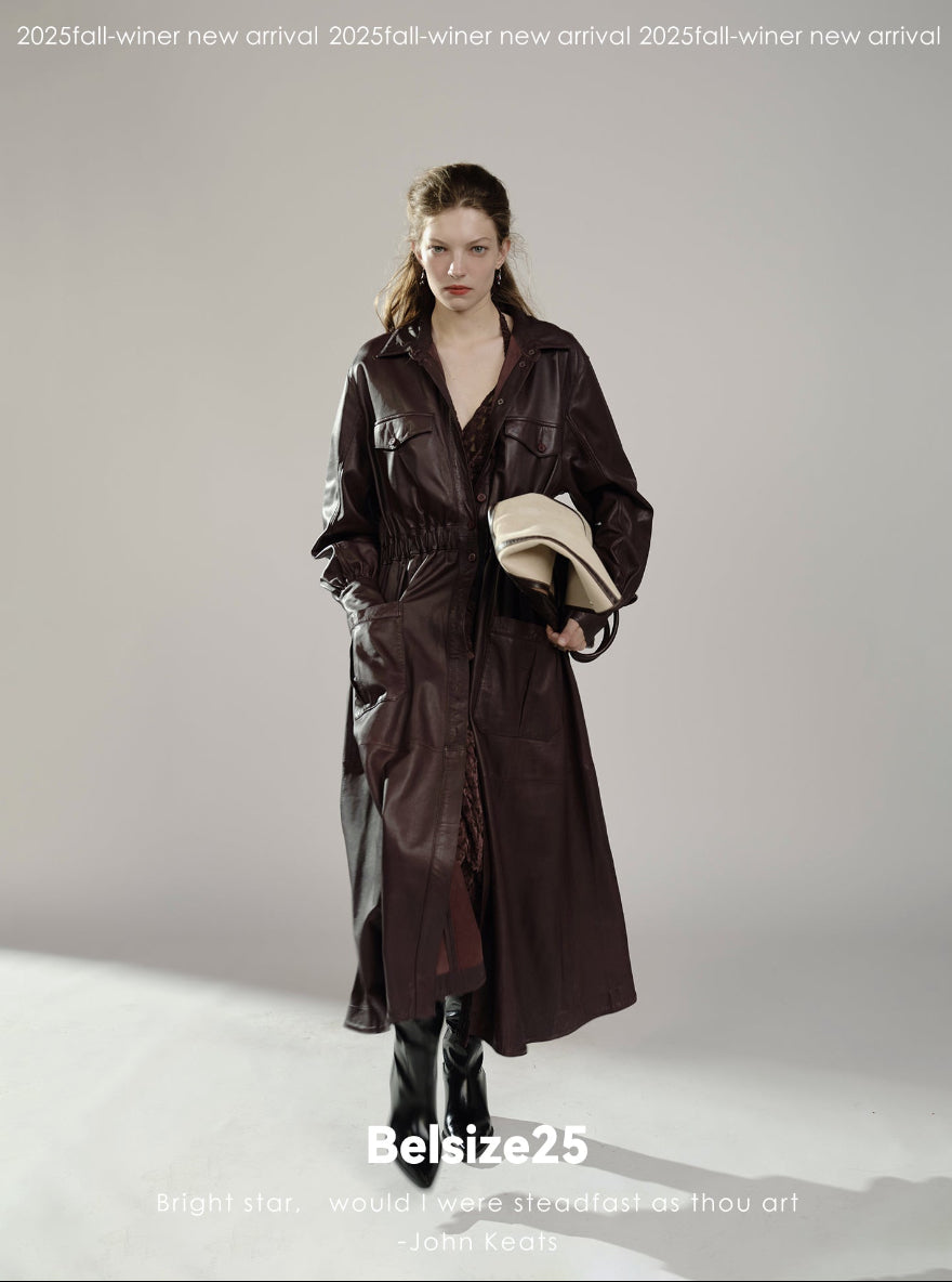 The Precision Trench Killer trench coat, heavyweight pure sheepskin, fitted waist long trench coat