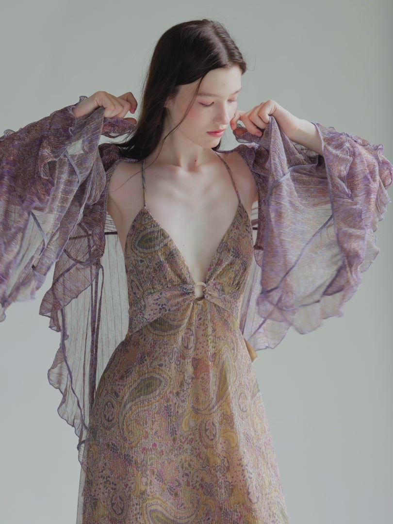 Golden Paisley Puff Sleeve Exclusive Cardigan