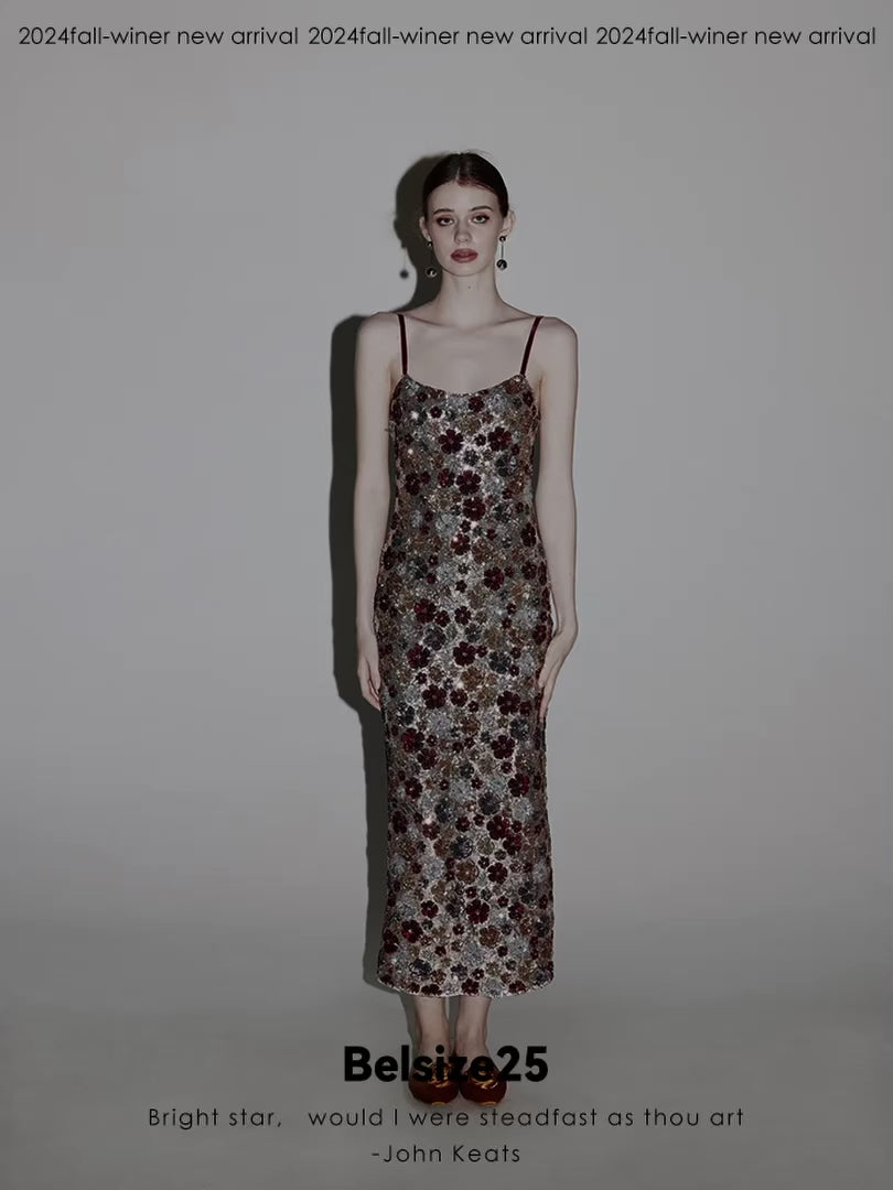 Mayfair series—Garden dress Heavy sequined halter evening gown