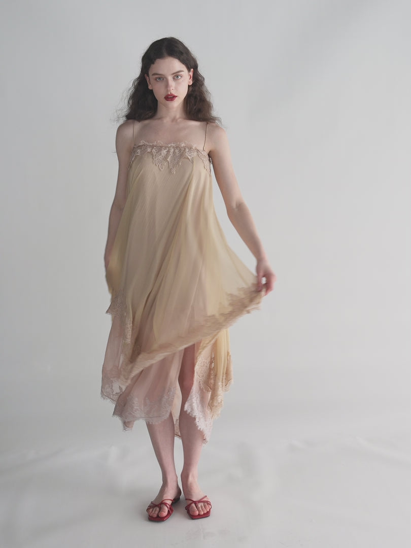 Moonlight Dress – Two-Tone Layered Lace Slip Dress with Asymmetric Lace Trim
